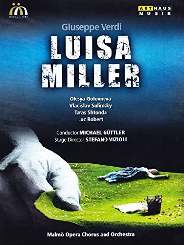 DVD cover for Verdi’s “Luisa Miller” opera, featuring a hand and figures.