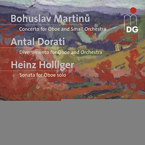 CD cover with abstract red and blue painting, composer names listed.