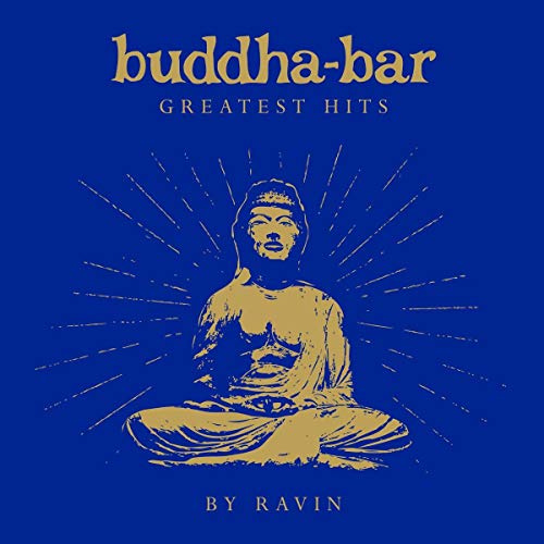 Buddha-Bar Greatest Hits" CD cover with golden Buddha illustration on blue.