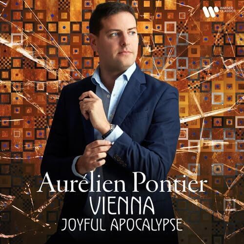 CD cover featuring portrait of Aurelien Pontier with abstract gold background.