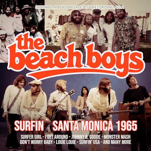 The Beach Boys album cover, "Surfin' Santa Monica 1965," featuring band photos.