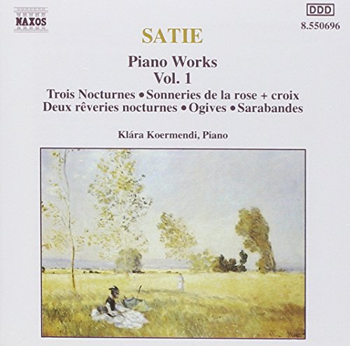 CD cover for Klara Ko’s Satie: Piano Works, Vol. 1, with a landscape painting.