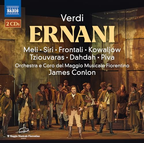 CD cover for Verdi’s “Ernani” opera featuring a stage scene.