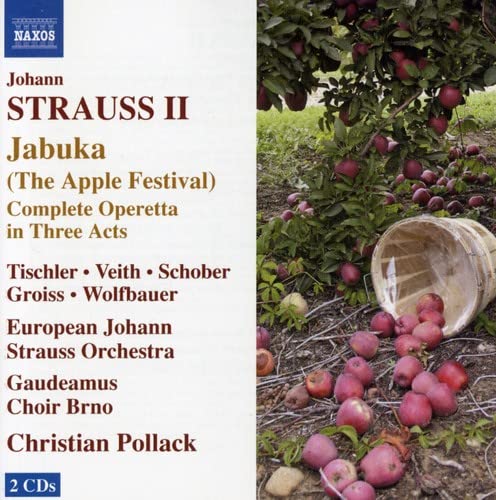 CD cover for Johann Strauss II’s “Jabuka” featuring apples and a basket.