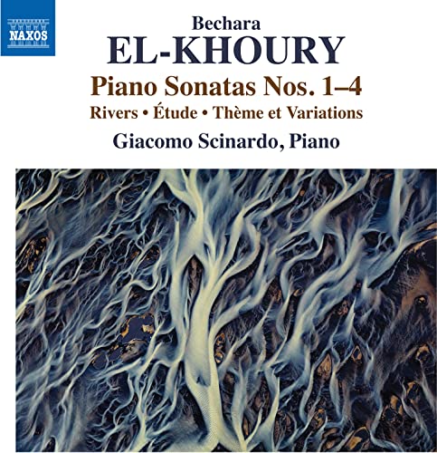 CD cover for Bechara El-Khoury’s piano sonatas, with abstract art.