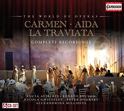 6CD opera set featuring Carmen, Aida, and La Traviata, stage scene depicted.