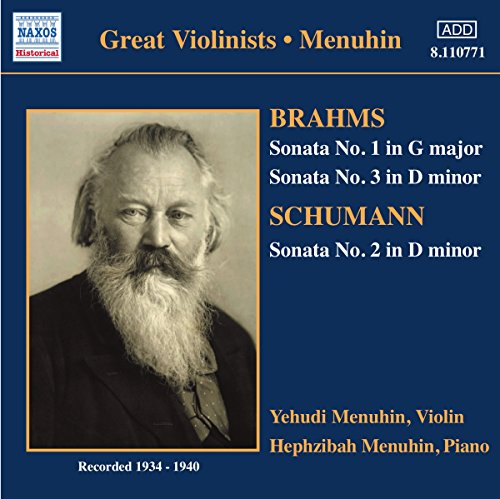 CD cover featuring a portrait of Johannes Brahms and text listing sonatas.