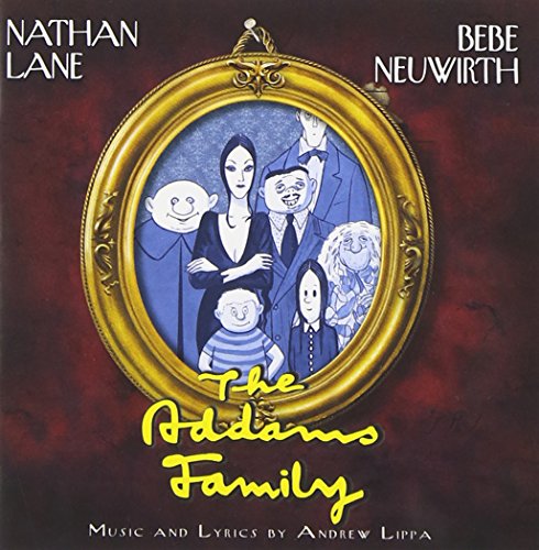 CD cover for “The Addams Family” musical, featuring character portraits.
