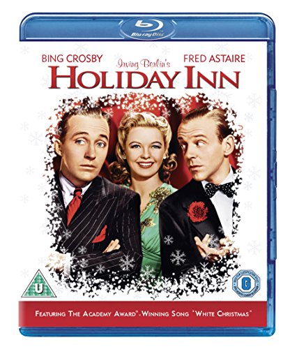 Blu-ray cover for Holiday Inn featuring Bing Crosby, Marjorie Reynolds, and Fred Astaire.