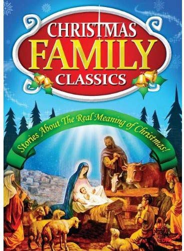 DVD cover with Nativity scene and red “Christmas Family Classics” title.
