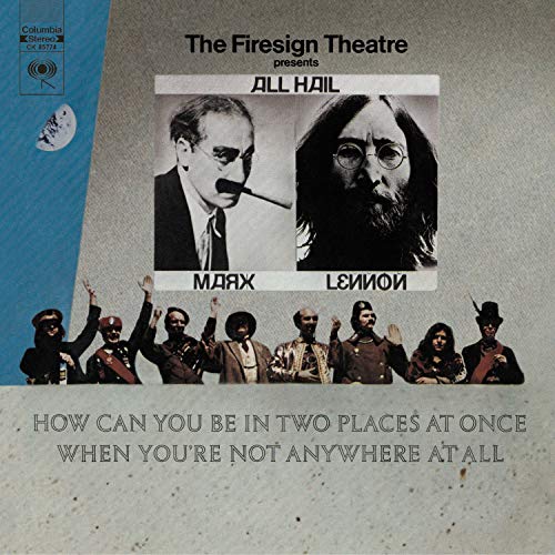 Album cover featuring portraits of Groucho Marx and John Lennon, with figures below.