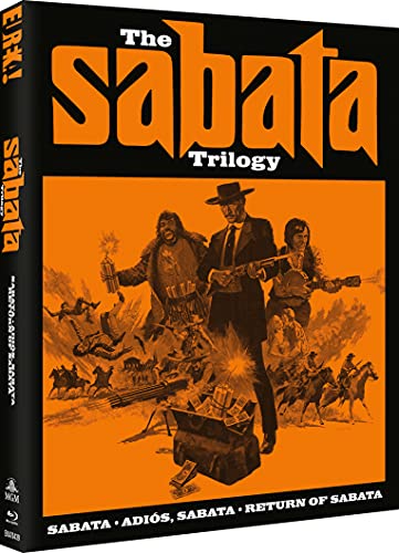 Blu-ray cover for The Sabata Trilogy featuring orange and black western action movie art.