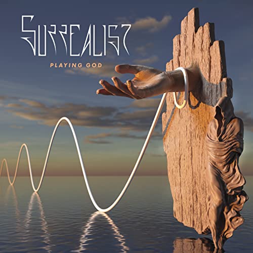 CD cover: surreal landscape with a hand emerging from stone.