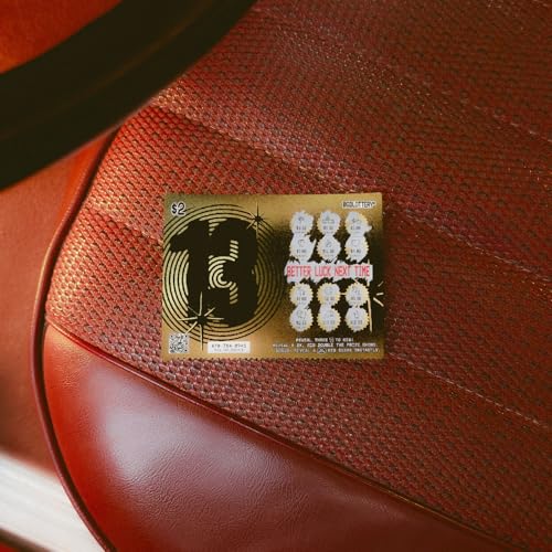 Gold vinyl record sleeve with a lottery ticket design.