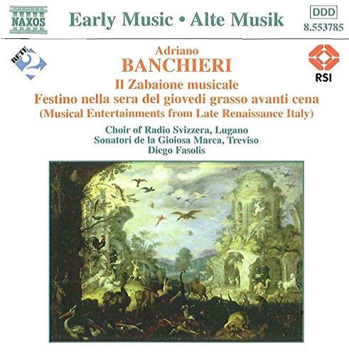 CD cover for āBANCHIERI: Il Zabaione Musicaleā featuring a Renaissance painting.