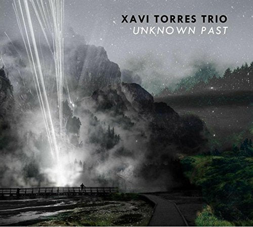 CD cover for Xavi Torres Trio’s “Unknown Past” with mountain landscape.