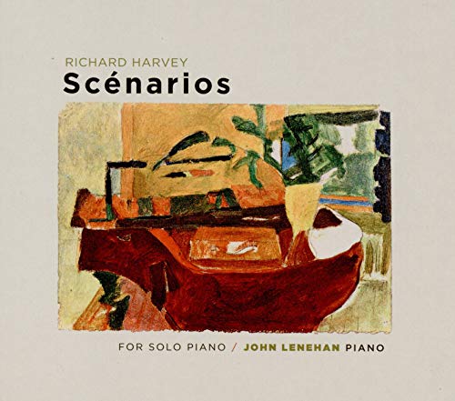 CD cover: abstract painting of a piano and foliage, text “Scénarios”.
