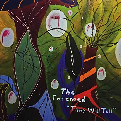 Abstract album cover for "Time Will Tell" with colorful shapes and text.