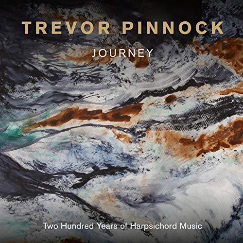 CD cover for Trevor Pinnock's "Journey" with abstract marbled artwork.