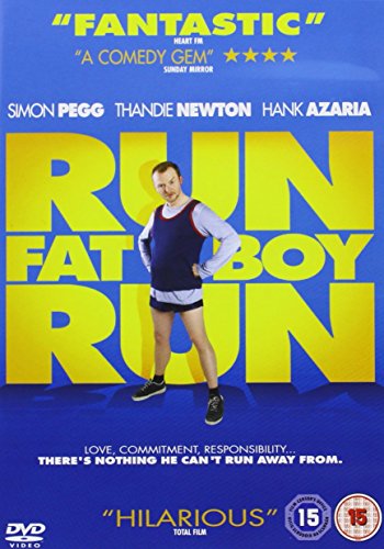 Run Fat Boy Run" DVD cover featuring Simon Pegg in running gear.