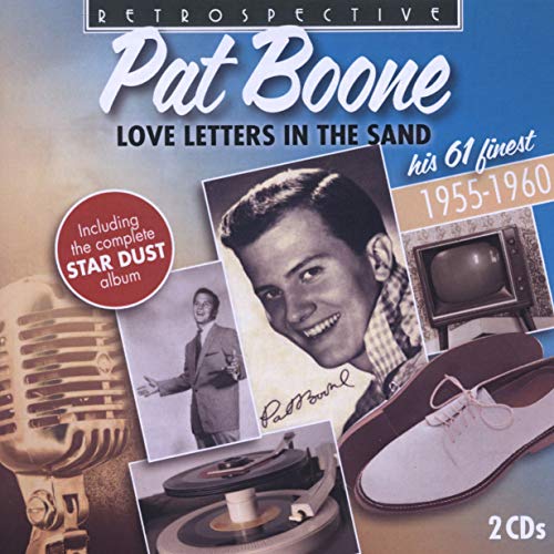 Pat Boone CD cover with vintage imagery of records, microphones, and a TV.