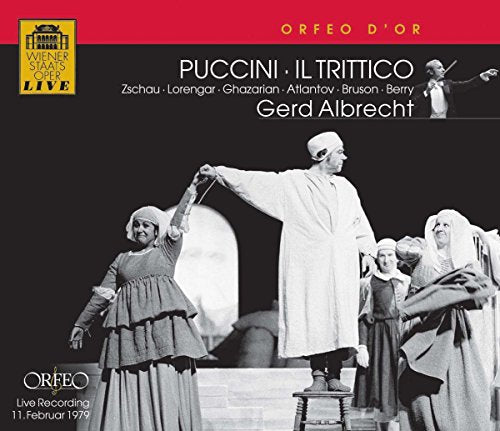 CD cover for Puccini’s *Il Trittico* opera, featuring stage performers.