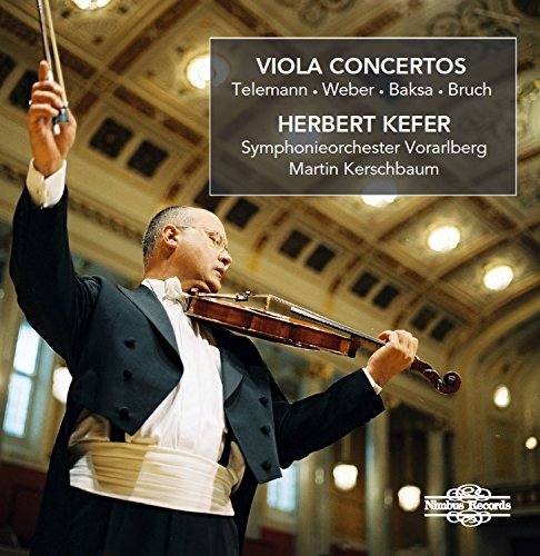 CD cover featuring a violist conducting with text: "Viola Concertos.