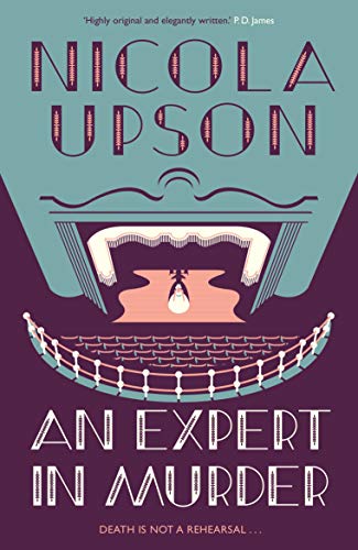 Book cover showing a theater stage with a lone figure, stylized text, and purple background.