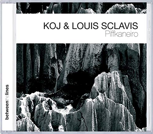 CD cover for Koj & Louis Sclavis’ “Piffkaneiro” featuring rocky landscape.