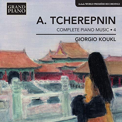 CD cover featuring a woman overlooking a painted Asian architectural scene.