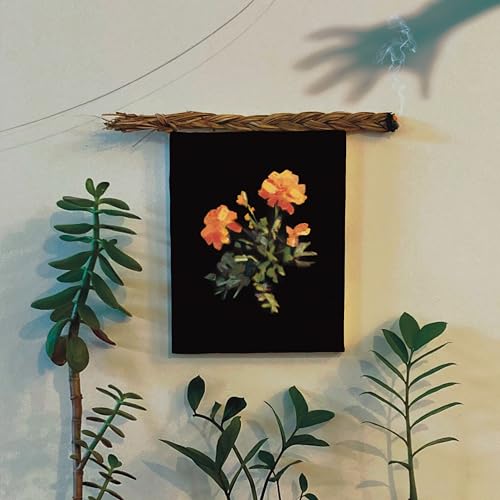 CD cover with orange flowers against a black background, plants nearby.