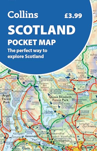 Folded map of Scotland with detailed roads, towns, and geographical features.