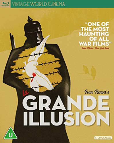 Blu-ray cover for “La Grande Illusion” featuring a soldier and birds.