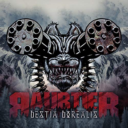 CD cover: monstrous bear head with mechanical ears, snowy mountain background.