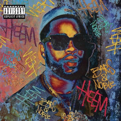 Album cover for Heem’s “Bars & Noble” featuring a portrait with graffiti.