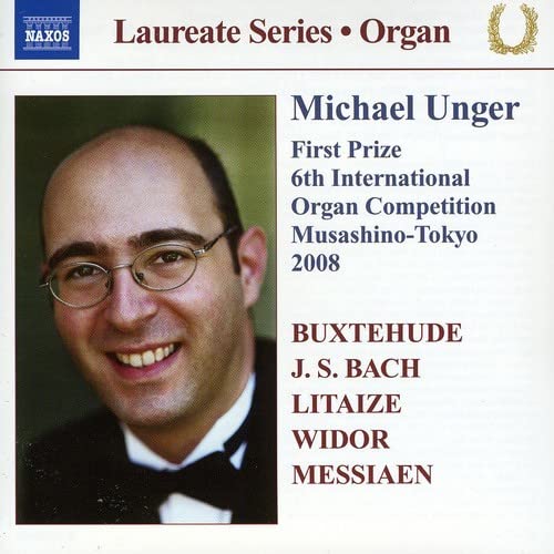 CD cover featuring portrait of organist Michael Unger and composer names.