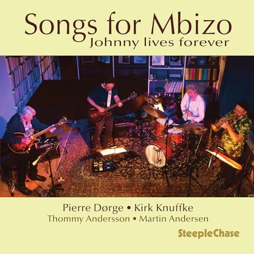 CD cover: jazz trio performing on stage, with text "Songs for Mbizo".