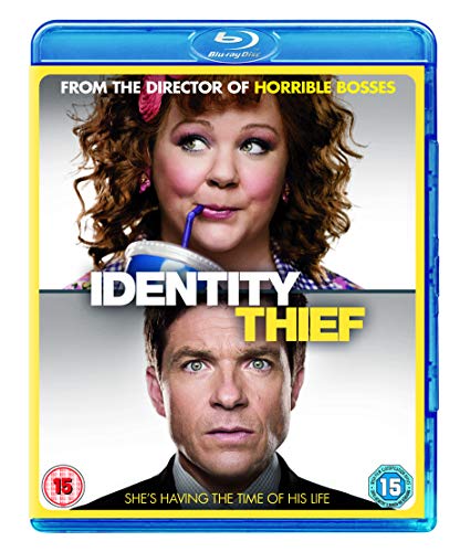 Identity Thief" Blu-ray cover featuring Melissa McCarthy and Jason Bateman.