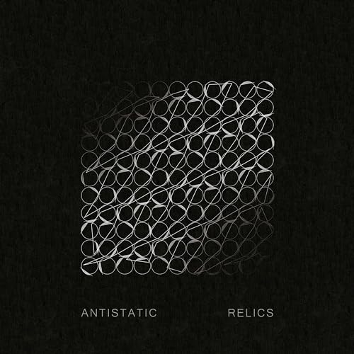CD cover for Antistatic’s “Relics” featuring abstract silver lines on black.