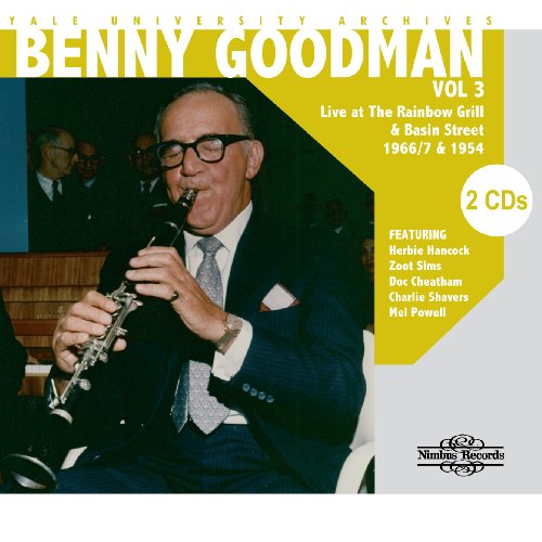 Benny Goodman playing clarinet, album cover for a two-CD set.