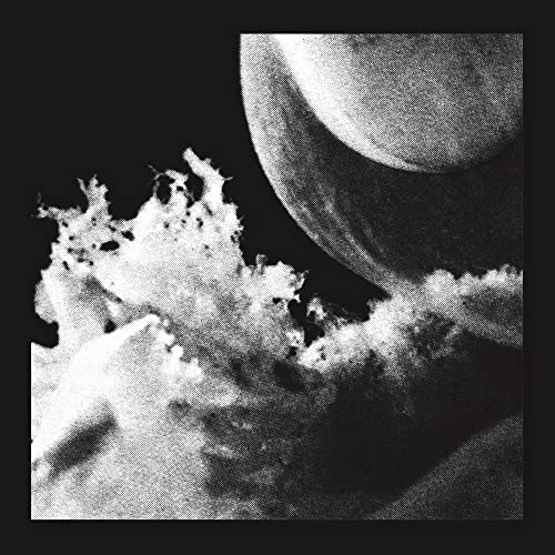 Black and white grainy album cover with abstract, cloud-like shapes.