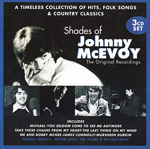CD cover for Johnny McEvoy’s “Shades Of Johnny McEvoy” with portrait and smaller photos.