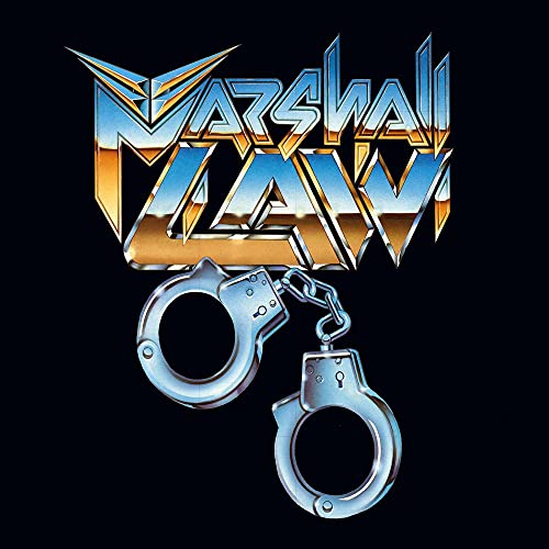 Album cover for Marshall Law featuring metallic text and handcuffs.