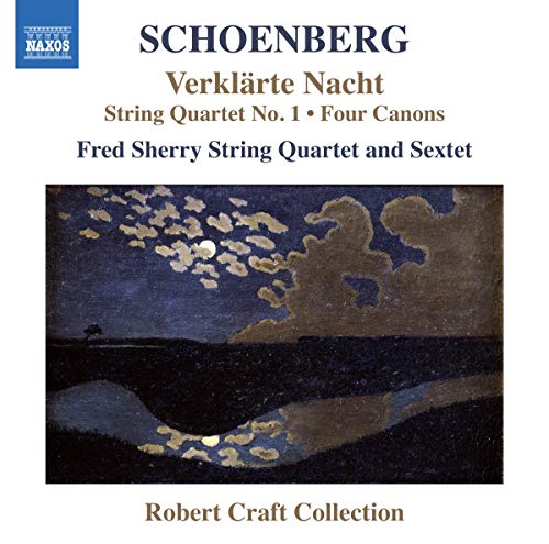 CD cover featuring Schoenberg's Verklärte Nacht with a dark, moonlit landscape painting.