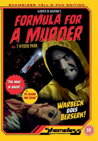 DVD cover for "Formula For A Murder" featuring a hooded figure and knife.