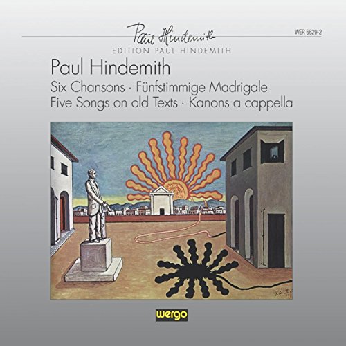 CD cover for Hindemith’s “Six Chansons” featuring surrealist architectural painting.