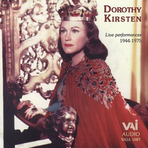 Dorothy Kirsten portrait on CD cover, wearing a crown and red cape.