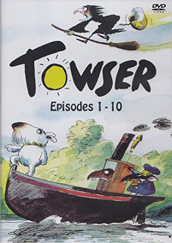 DVD cover for "Towser" featuring a dog, boat, and flying witch.