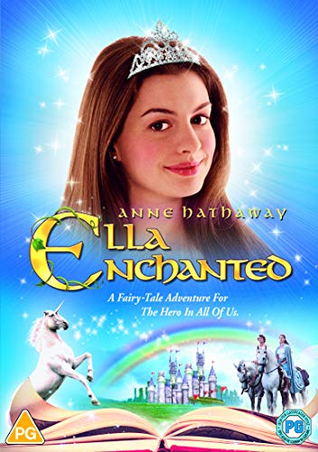 “Ella Enchanted” DVD cover featuring Anne Hathaway as a princess with a unicorn.