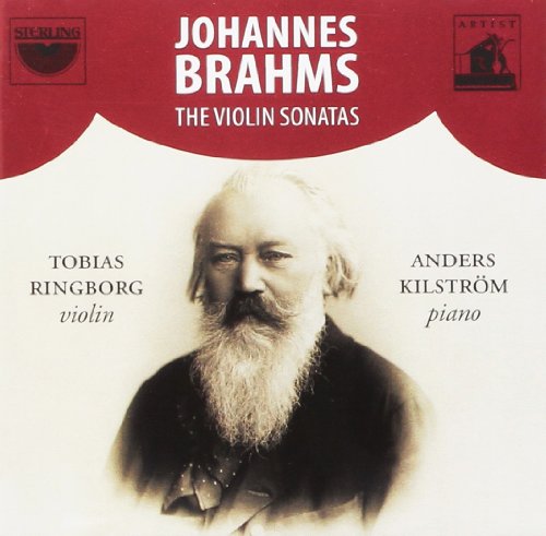 CD cover featuring a portrait of composer Johannes Brahms with musicians’ names.